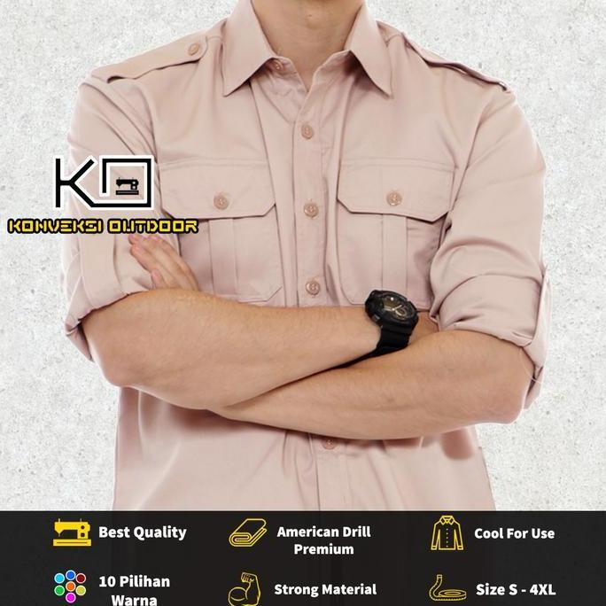 Baju Kemeja PDL Pria Wanita Lapangan Outdoor Seragam PDH Dinas Cream