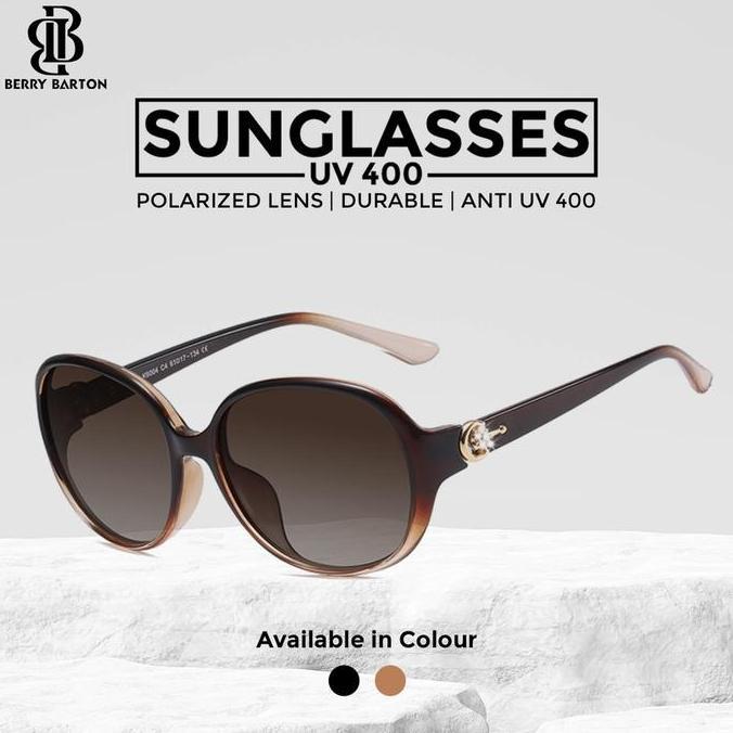 Kacamata Hitam Anti UV Polarized Wanita Frame Oval Berrybarton 6004