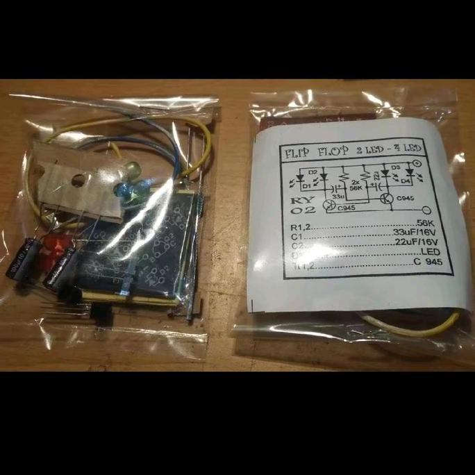 KIT LAMPU FLIP-FLOP 4 LED BELUM DISOLDER (UNTUK PRAKTEK) SAF12