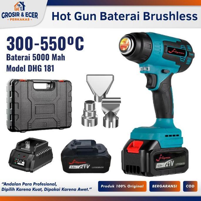 Mesin Pemanas Baterai Cordless Hot Gun Heat Gun Fligman - Hot Gun Cordless DHG181 Alat Pemanas Bater