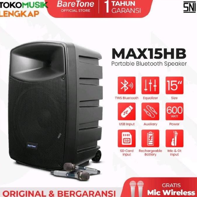 yellowbench / Baretone Speaker Portable MAX15HB Speaker Bluetooh 15inch Speaker Portable Baretone MA
