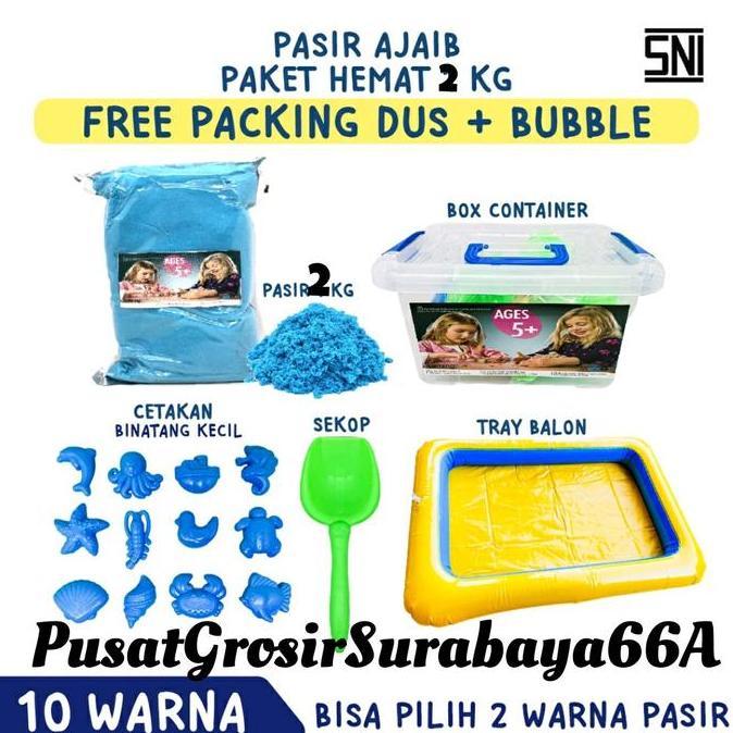 Kids Mainan pasir ajaib lengkap anak 2 kg -  Mainan Edukasi Pasir Ajaib 2 Kg Set Hadiah