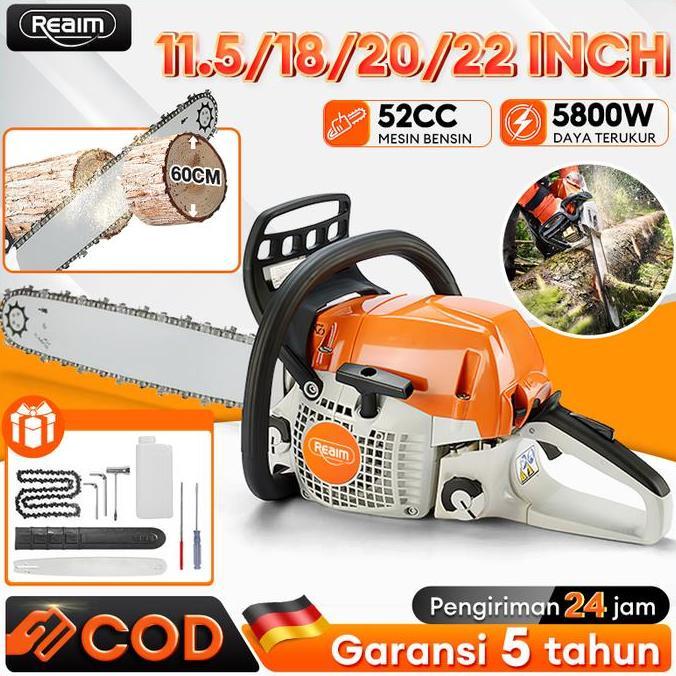 MESIN POTONG KAYU 52CC 20INCH CHAINSAW 2TAK UNTUK GERGAJI MESIN ALAT OUTDOOR MESIN GERGAJI KAYU GERG