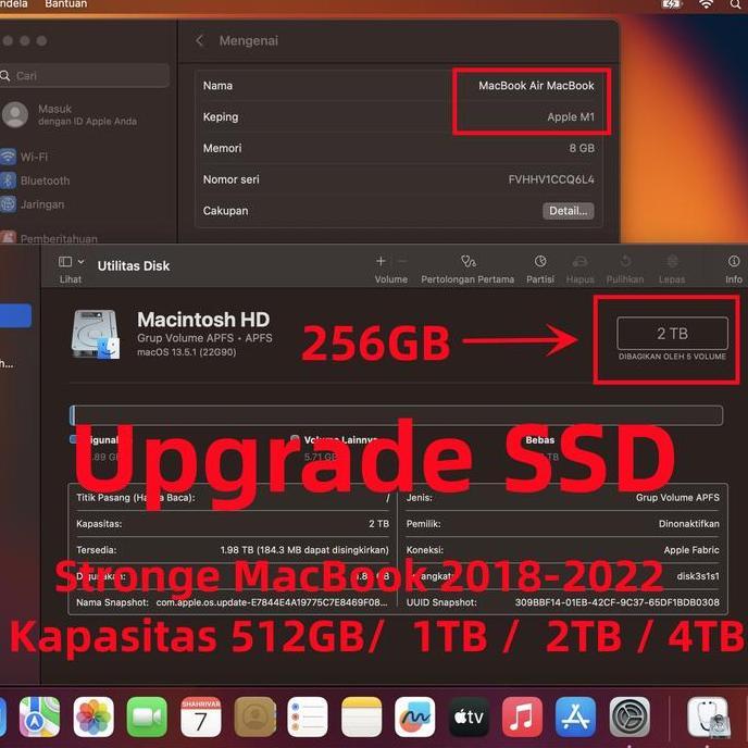 BEBAS ONGKIR - Upgrade SSD MacBook Pro Air M1 M2 2018-2022 256GB 512GB 1TB 2TB 4TB