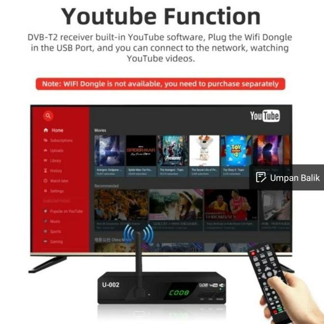 STB SET TOP BOX DVBT 2 SKYBOX SKY BOX TV DIGITAL PENERIMA SIARAN