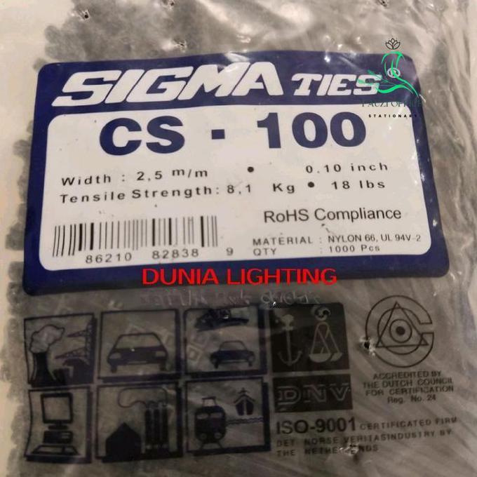 Sigma Ties Cs-100 Black Kabel Ties Sigma Hitam Cs 100 Qty 1000Pcs