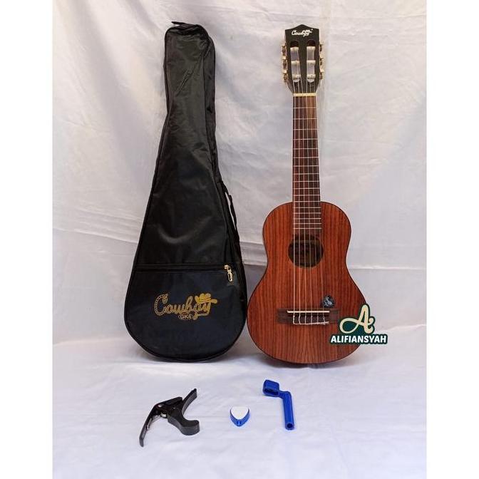 Gitar akustik cowboy gitar lele gitar mini senar 6 BONUS SOFTCASE CAPO DAN PICK