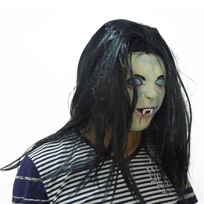 Topeng Nenek Sihir Mak Lampir Taring Latex Wig Seram Halloween