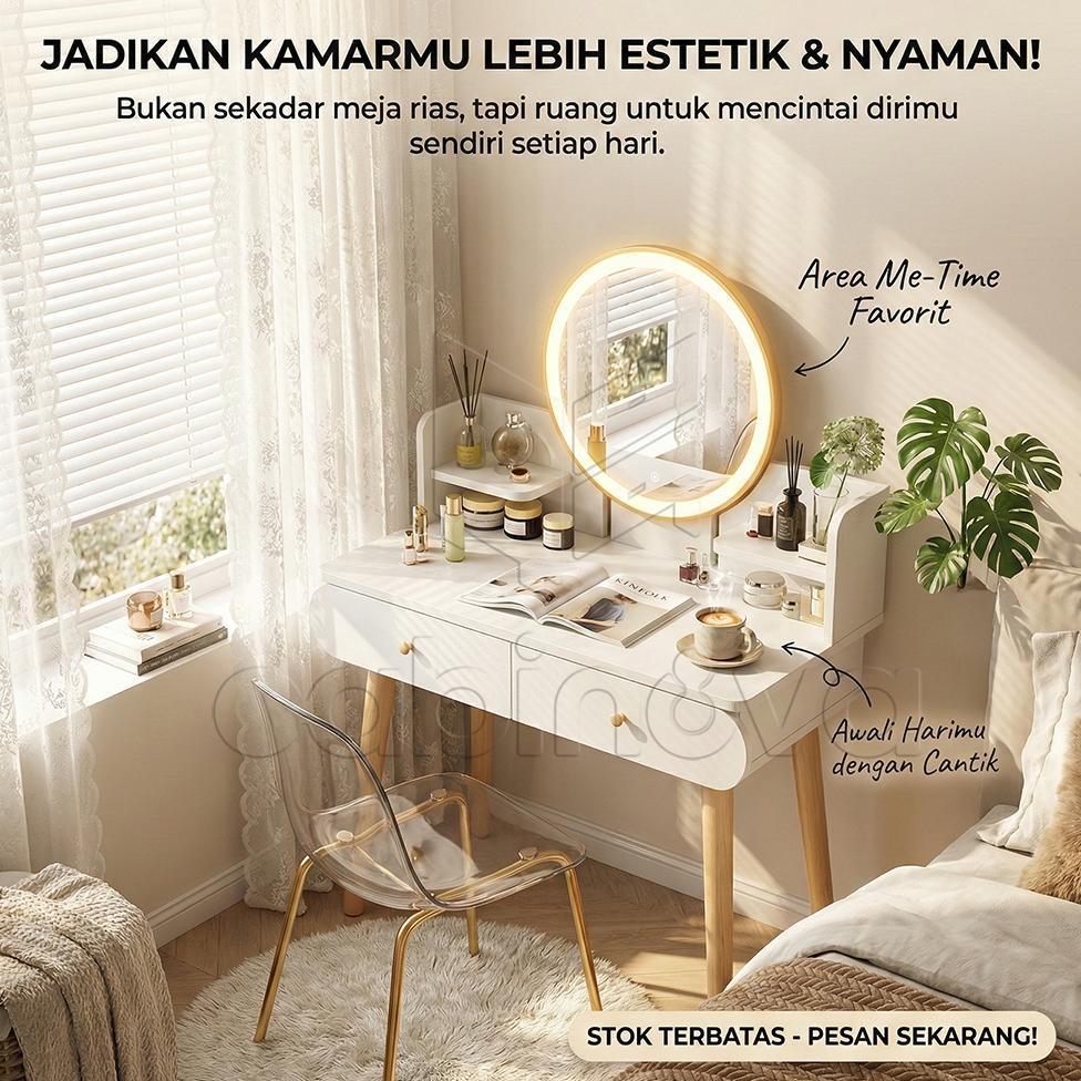 LIMITED MEJA RIAS LAMPU LED MEJA RIAS DENGAN LACI MEJA RIAS DENGAN CERMIN MEJA KAMAR TIDUR MINIMALIS