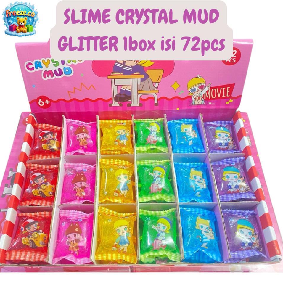 Slime Crystal Mud Glitter 1 Box Isi 72Pcs Slime Bantal Slime Bantal Mainan Anak