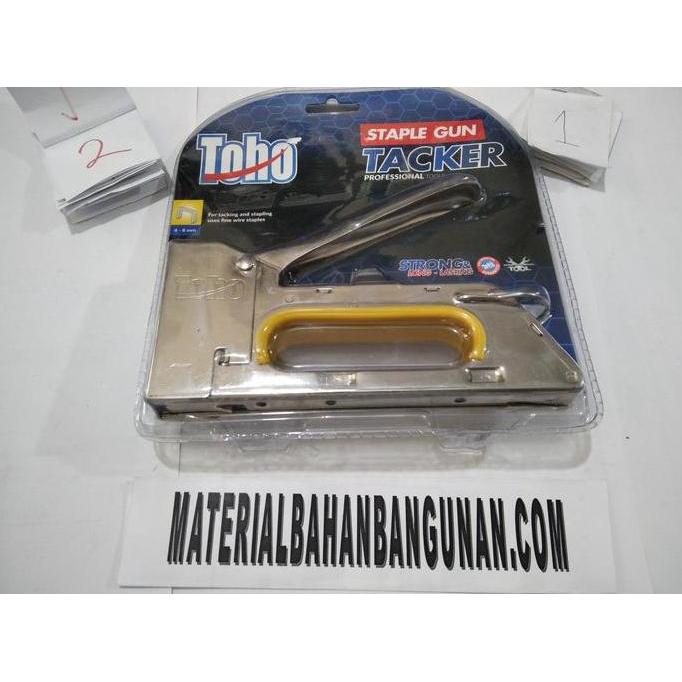 mesin staples tembak penempel kertas taplak meja gun tacker toho