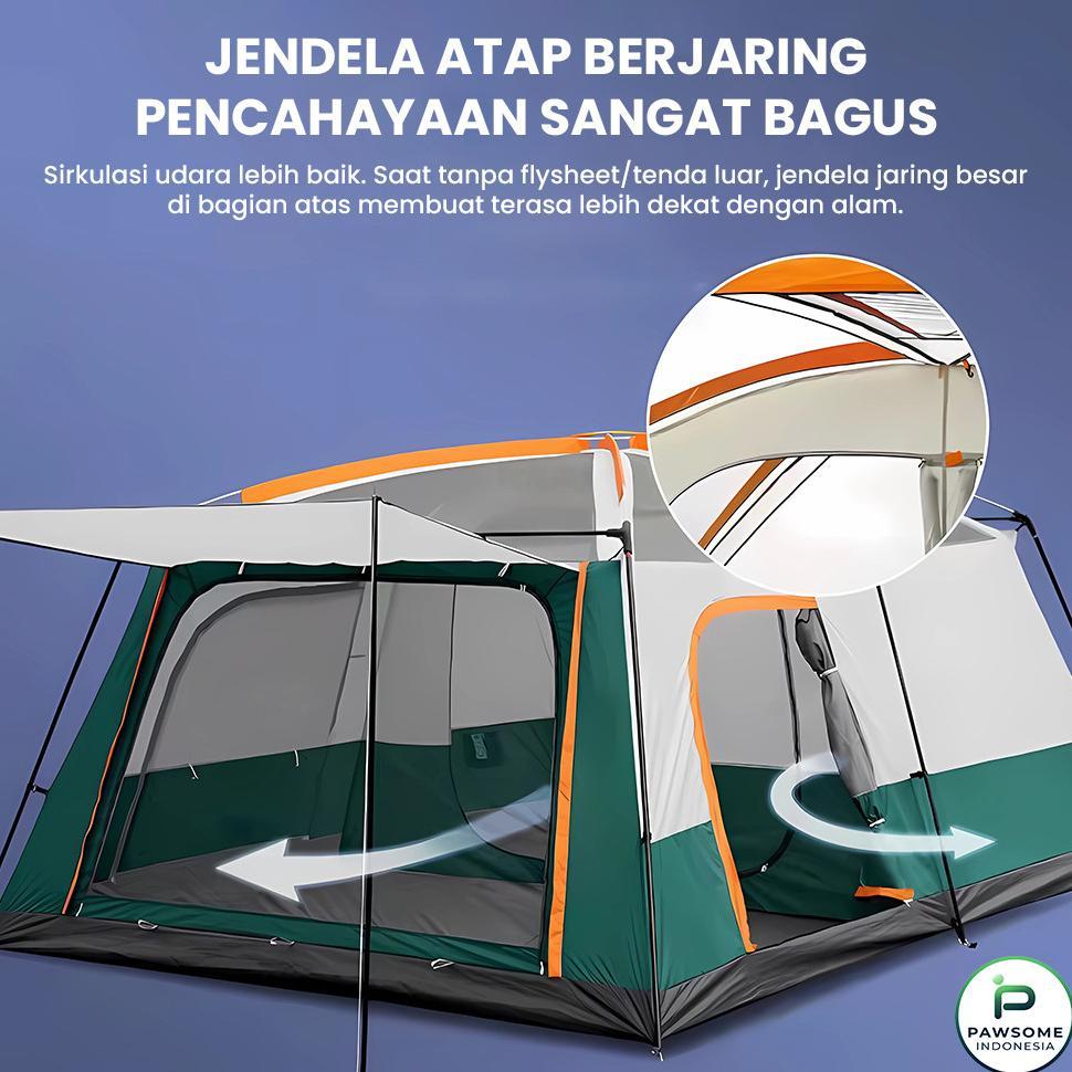 exclusive tenda camping jumbo 10-13 orang tenda outdoor ada 2 ruangan waterproof luxury automatic | 