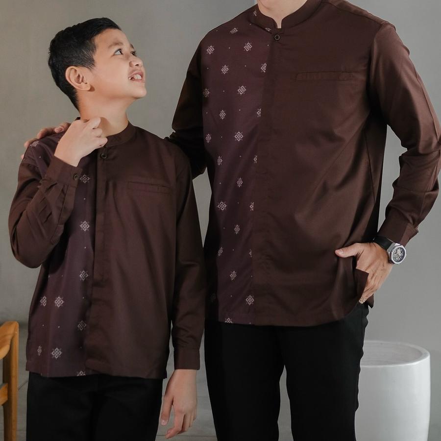 Kemko Mahogany Kemeja Koko Pakaian Casual Pria