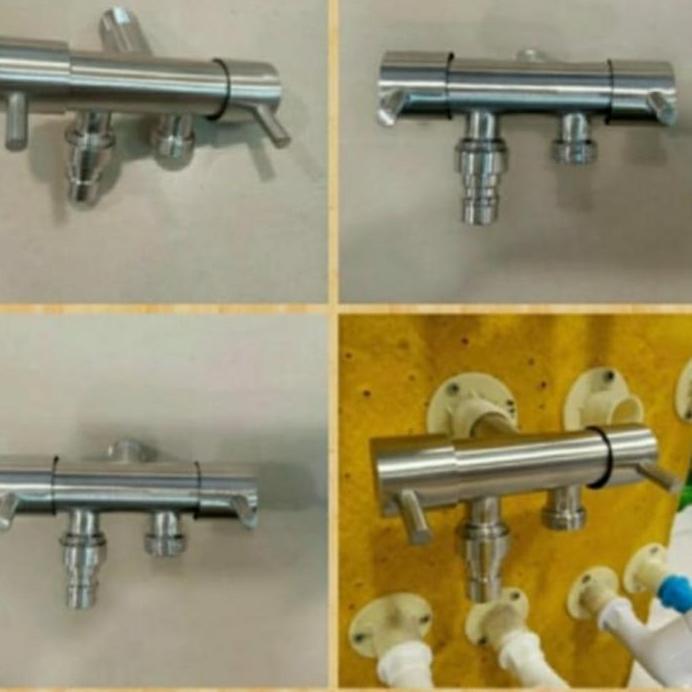 STOP KERAN AIR CABANG STAINLESS/KRAN AIR CABANG 2 PUTARAN MODEL TOTO