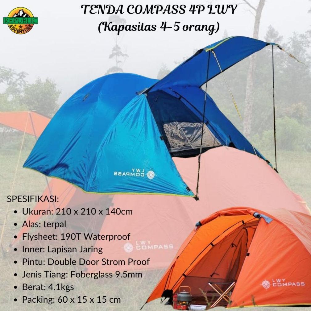 RECOMMENDED TENDA TENDAKI BORNEO 4 KAPASITAS 4-5 ORANG TENDA CAMPING OUTDOOR LWY COMPASS 2P - 4P