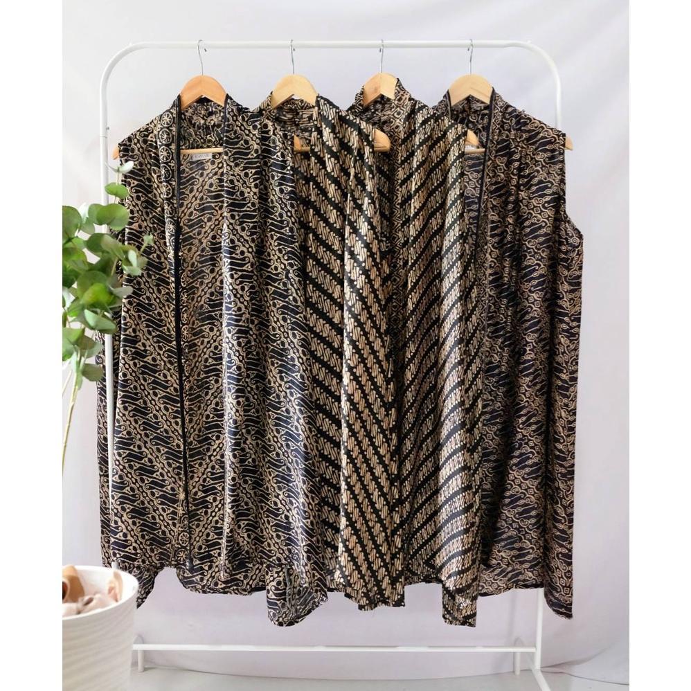 Murah Outer Batik Viscose Lengan Buntung Atasan Batik Wanita Batik Hitam Modern Parang Sleeveless Ou