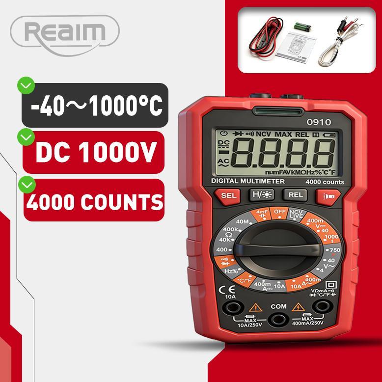 REAIM Multitester Digital Otomatis 4000 COUNTS Avometer Digital Dapat Mengukur Suhu