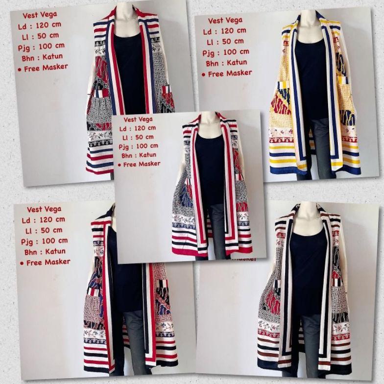 Unik Long Cardi | Long Outer Batik | Long Vest Batik Tanpa Lengan | Vega