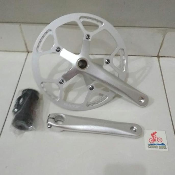crank sepeda lipat Raze 54T Hollowtech II HT2 silver