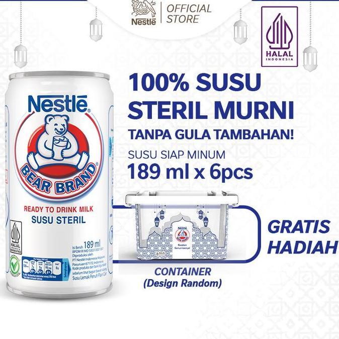 Generalx- Gyunyu- Bear Brand Milk White 1Ml 6Pcs Free Container Ramadhan