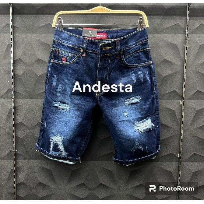 Hose- Size 28-33 [Bisa ]Celana Jeans Pendek Cowok Sobek Tidak Tembus Paddok Black Viper Vlg36 Distro