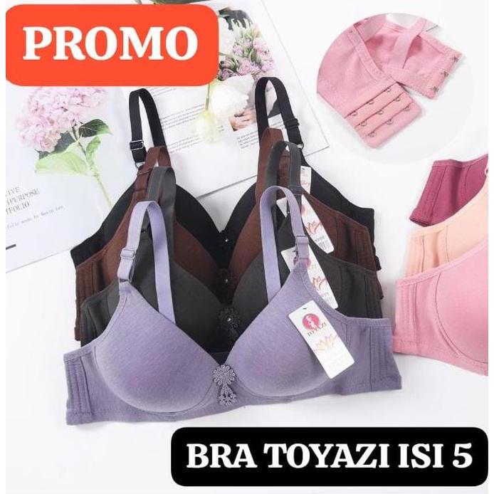 Miez- (5 Pcs) Bra Toyazi Polos Paket Hemat Isi 5 Cup B Kait 3 Cuci Gudang Abs.Fashion