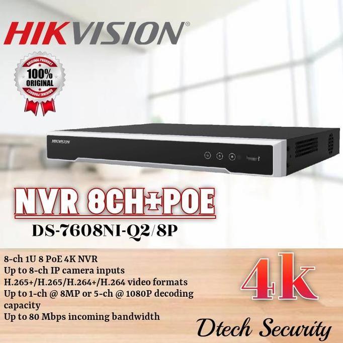 HARGA DISC - NVR 8CH Hikvision Poe Ds-7608NI-Q2/8P / NVR Poe Hikvision 4K