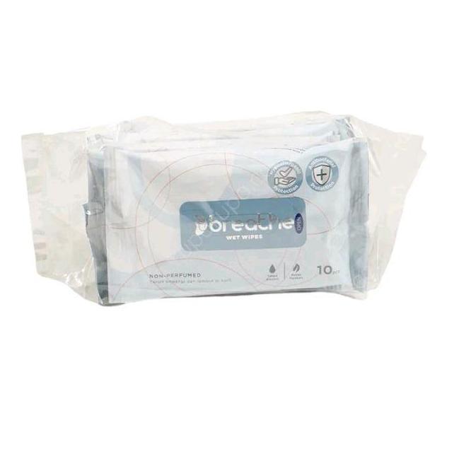 Ready Breathe Set 5 Pcs Tisu Basah Antibacterial Perfume 10 Lembar