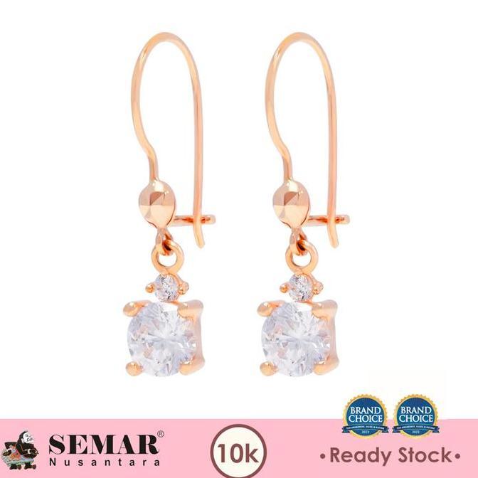 Tevanikarya - Anting Emas Panjang Batu Putih Bulat Gold 10K Semar Nusantara
