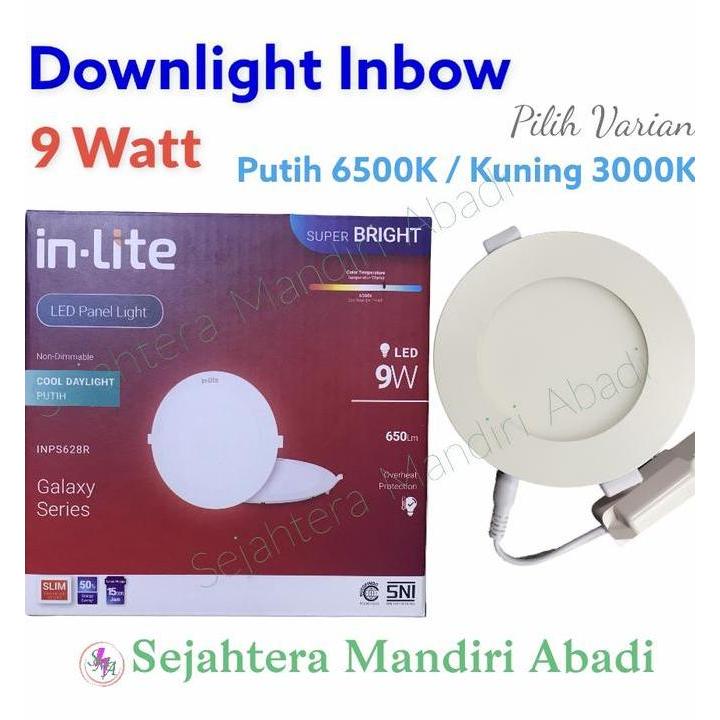 Ready Lampu Downlight Led Panel 9 Watt In-Lite Inbow Bulat INP-628R InLite