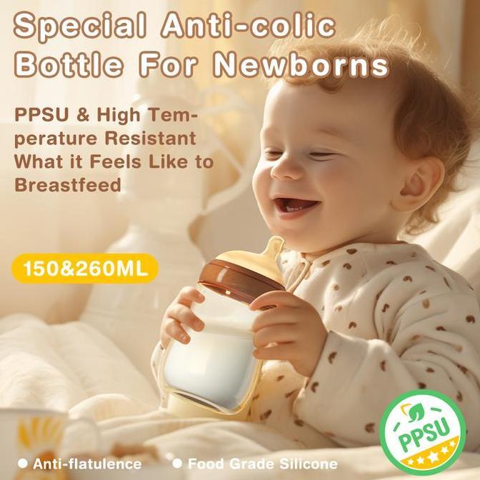AVINIE Dot Bayi Botol Susu PPSU Anti Kolik Botol Wide Neck Newborn BPA Free AVPP15&26