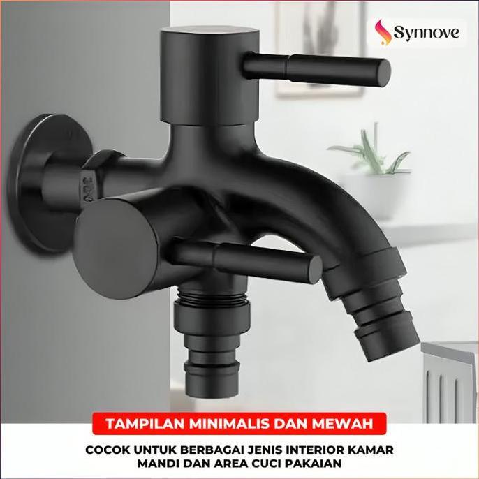 Kran Shower 2 Cabang Stainless Steel Keran Kran Air Kamar Mandi Kran Mesin Cuci  Keran Air Tembok Ke