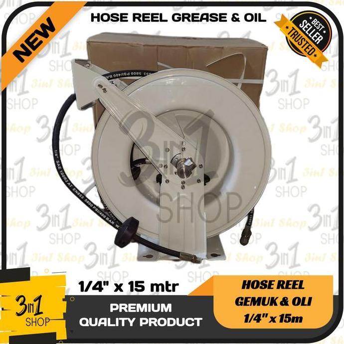 Grease Hose Reel 1/4" 15m / Oil Hose Reel 1/4 inch 15 meter murah