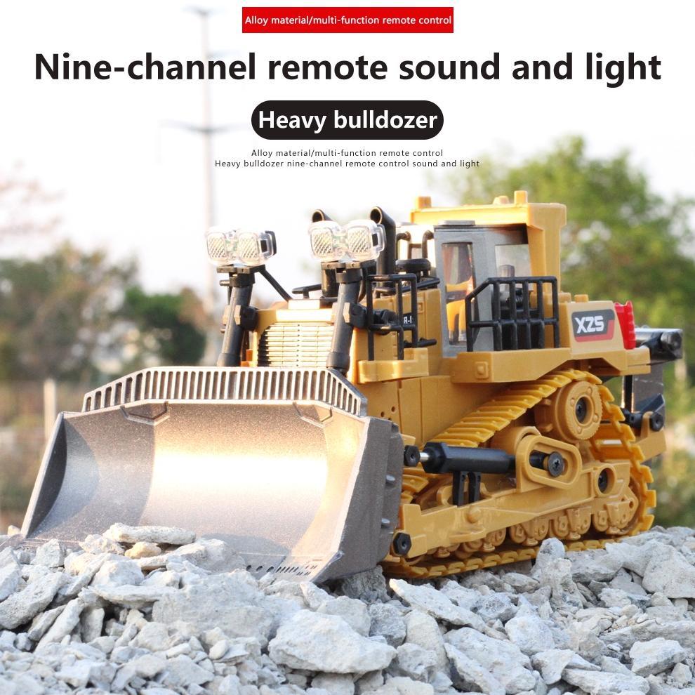 Premium Mainan Bulldozer Remote Control Bulldozer Rc Mainan Mobil Kontruksi Front Loader Lampu +Suar