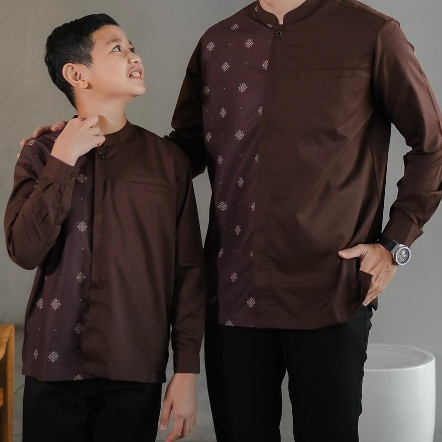 Kemko Mahogany Kemeja Koko Pakaian Casual Pria