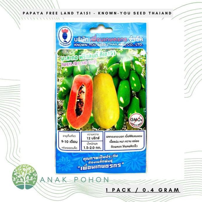 ready (1 PACK) Papaya Free Land TA151 Pepaya Thai Manis Seeds - Known-You Seed Thailand - 0.4 GRAM m