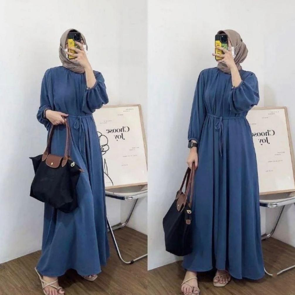 official simply - safira dress gamis polos wanita simpel crinkle airflow terbaru lebaran 2026