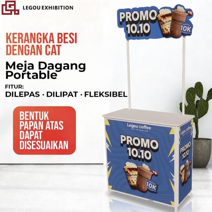 Terlaris Booth Portable Lipat Promo 10.10 Meja Display Event / Booth Minuman / Stand Jualan
