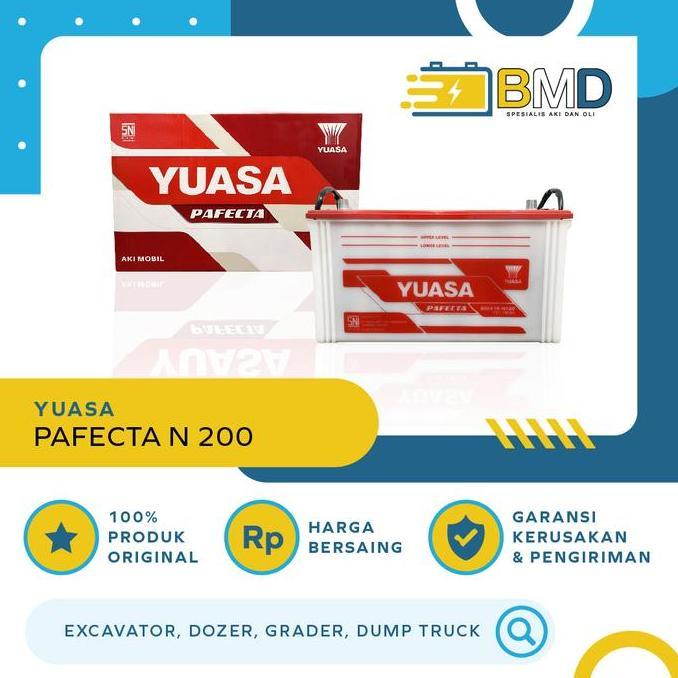 Aki Mobil Yuasa Pafecta N200 - Excavator, Dozer, Grader, Dumptruck dll