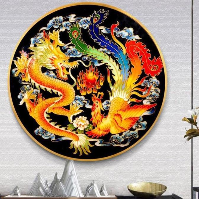 DIY Diamond Painting Full naga dan phoenix burung hong 5050cm D871