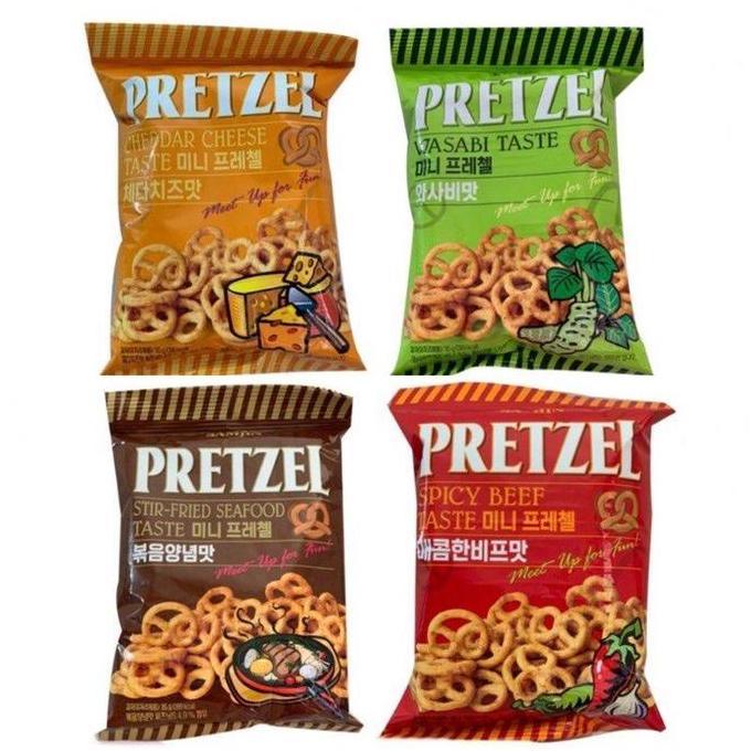 Yummy Samjin Pretzel Korea Beef Spicy, Seafood, Cheese, Wasabi, Choco