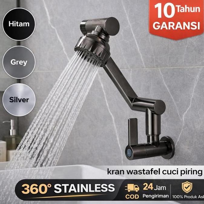 SUS 304 Kran Angsa Dapur Fleksibel 2 Mode Air Shower & Tersedia dua pilihan material: baja tahan kar