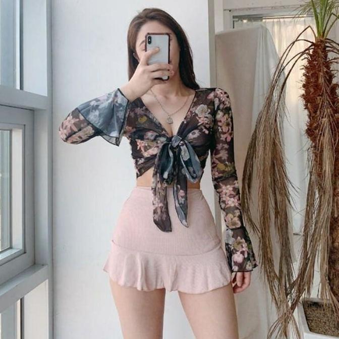 BEKA black pink bikini set 4 pcs woman premium / korean swimwear / beachwear bali / baju renang wani