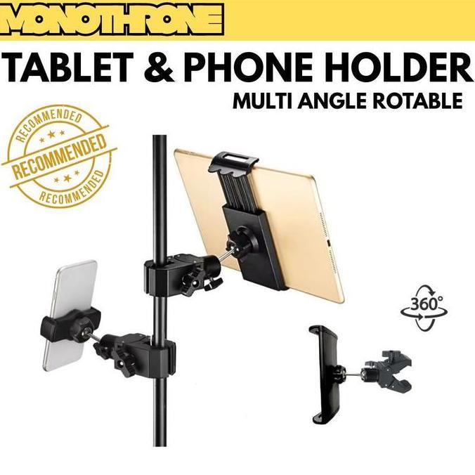 Tablet Holder Stand Mic HP Phone Holder Tab Holder Stand Mic Tripod Tab Phone Hp Dudukan Stand Band 