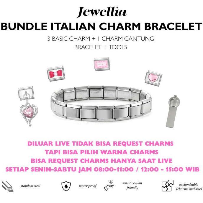 [PROMO BUNDLE] Jewellia - ITALIAN CHARM BRACELET SET| Silver Couple Bracelet | Titanium Stainless St