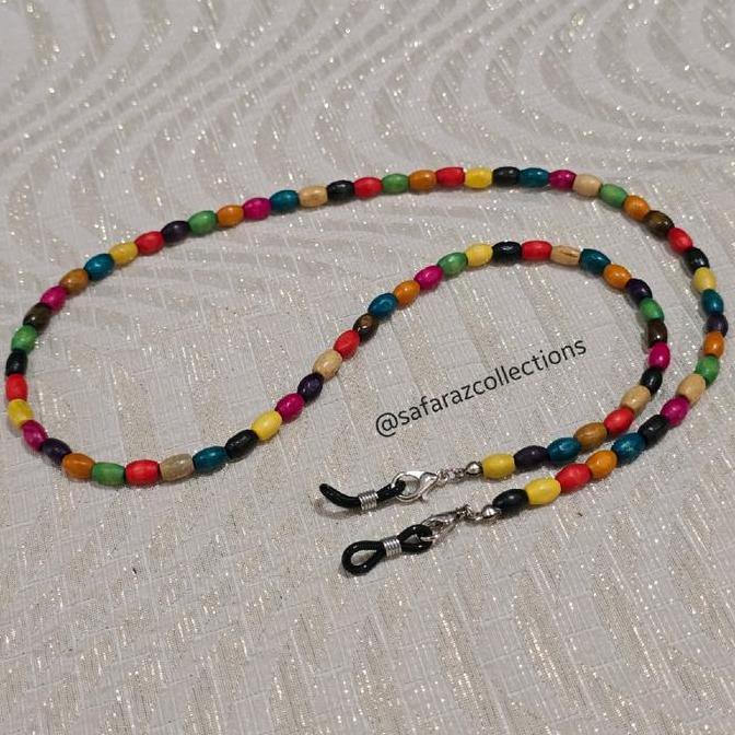 Ready Tali Kacamata / Strap Holder / Kalung Masker 2in1 Manik Bambu Rainbow Pelangi Shop
