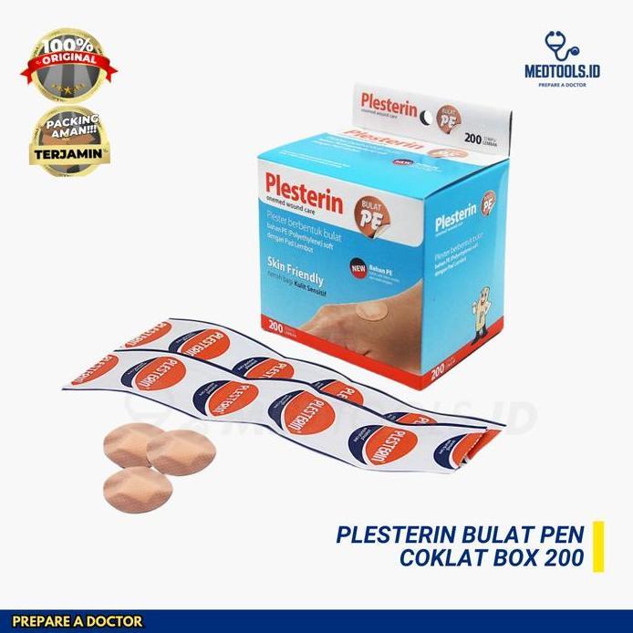 Plesterin Bulat PE Coklat OneMed / Plesterin Bulat Anti Air Coklat OneMed box isi 200pcs