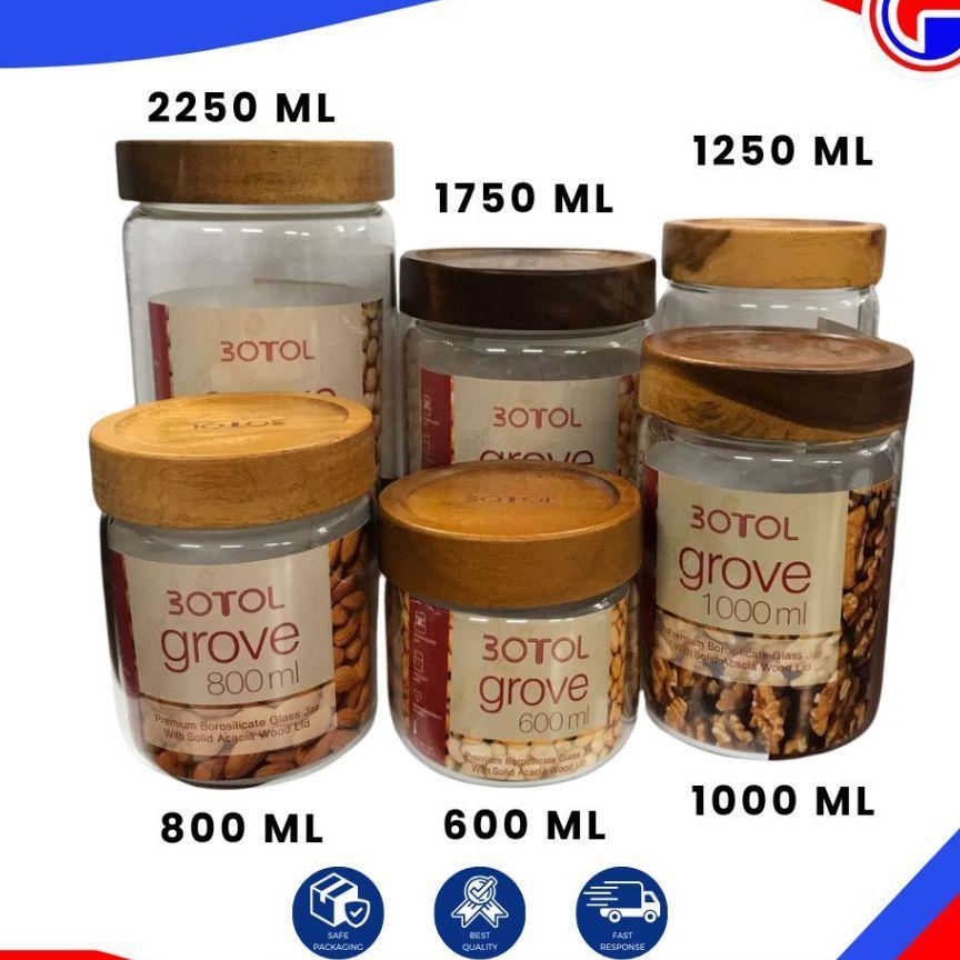 Toples Kaca Tutup Putar Kayu - Toples Kue Kering Lebaran - Toples Aesthetic Dapur Botol