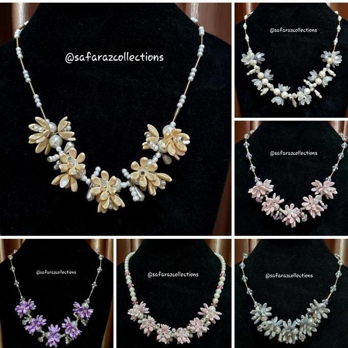 Ready CRYSTAL BEADS NECKLACES KALUNG HIJAB ASSESORIES BAJU MANIK KEKINIAN