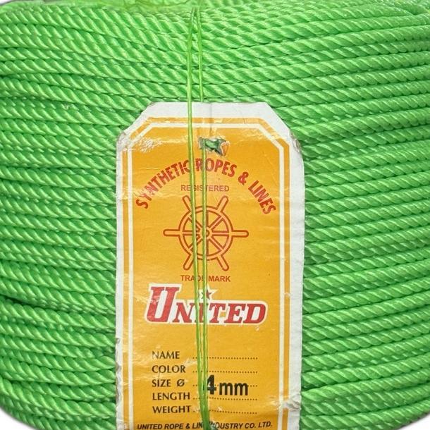Tali Tambang/Plastik/Kambing/Nylon 4 Mm Merk United / Serat Benang Warna Warni 4Mm